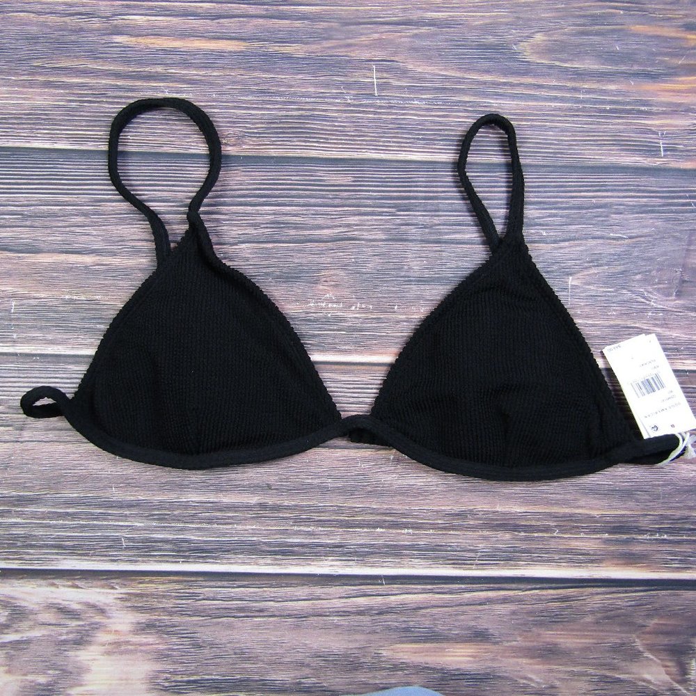 Good American NEW 4XL Size 7 C Cup Black Triangle Bra Crinkle Swim Beach Summer